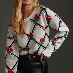 Anthropologie Maeve women’s floral trellis sweater NWOT size XS